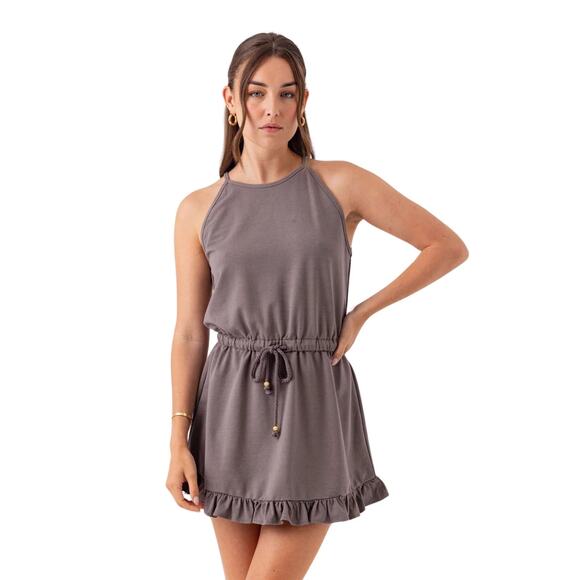 Anthropologie Sundays Mazie French Terry Mini Dress in Brown size Small - Picture 1 of 7